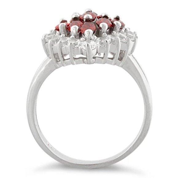 925 STERLING SILVER Simulated Garnet Cubic Zirconia Marquise Ring - Picture 14 of 16